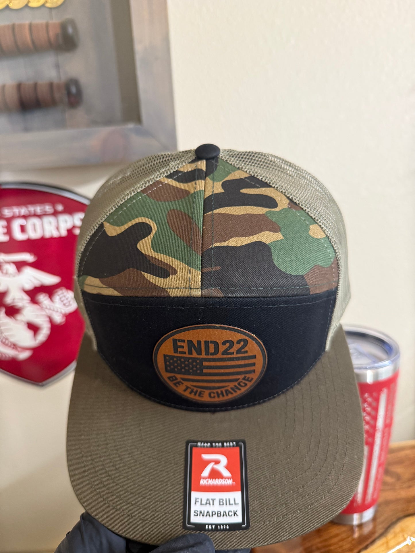 Camo Snapback Hat With Leather Patch – Be The Change