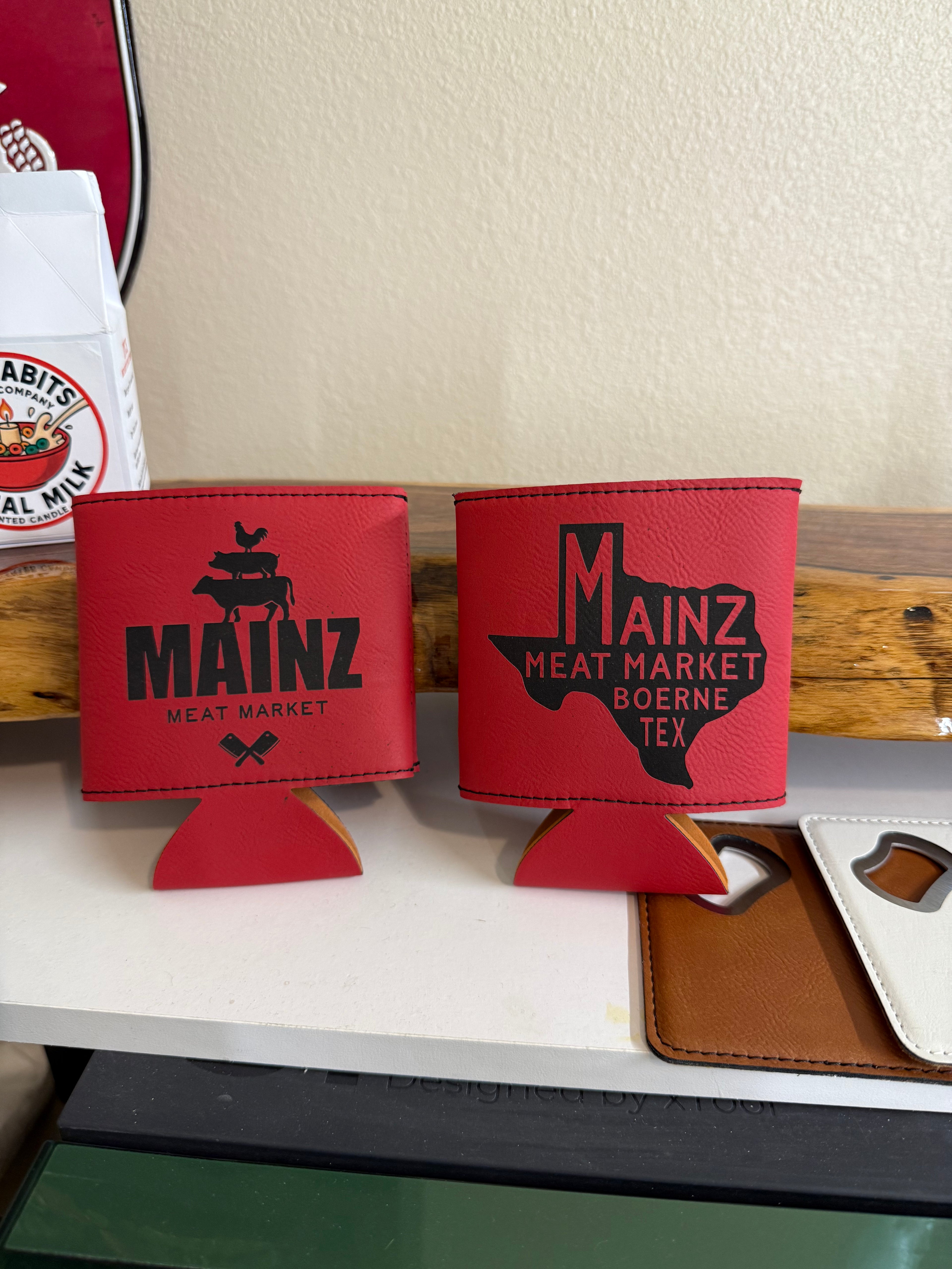 Custom 12oz Leather Koozie
