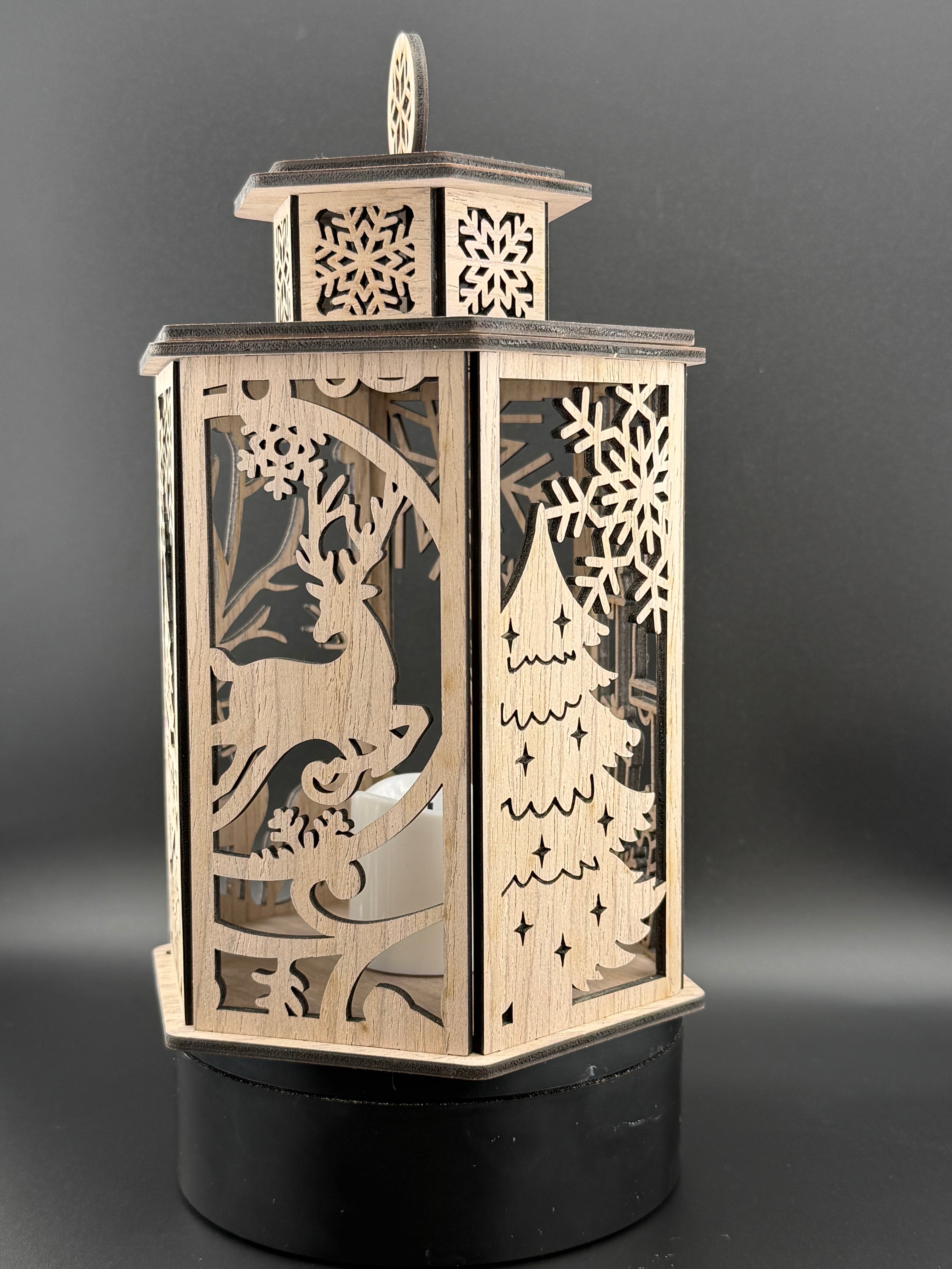 Wooden Hexagon Christmas Lantern – Laser Cut Holiday Decor