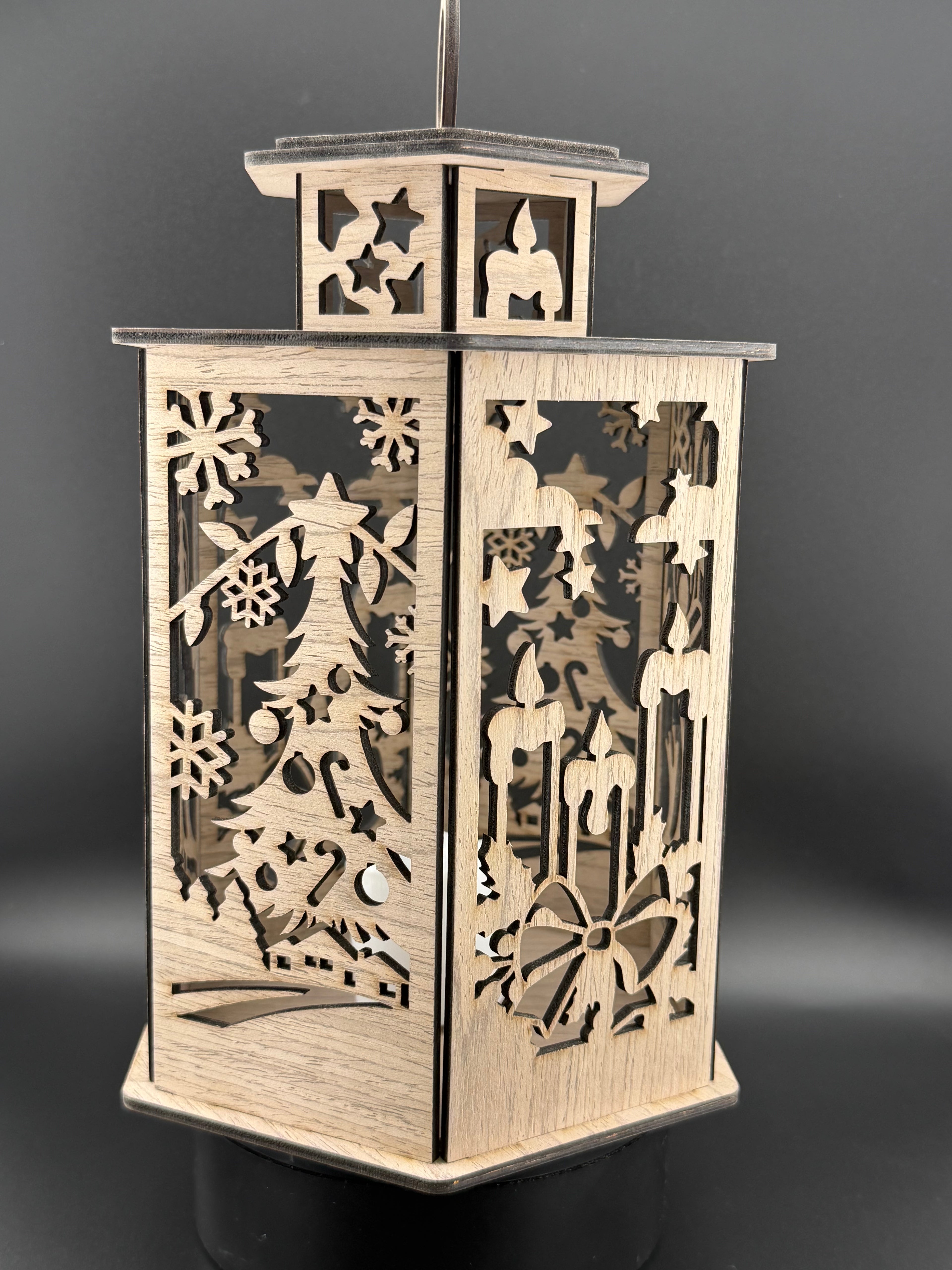 Wooden Christmas Lantern – Laser Cut Holiday Decor Centerpiece