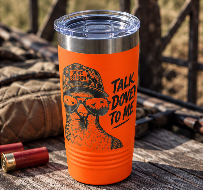 Talk Dovey to Me – 20 oz Orange Dove Hunting Tumbler